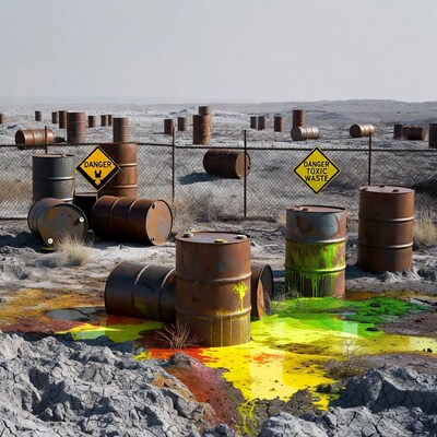 Toxic Waste Barrels Leaking Spill