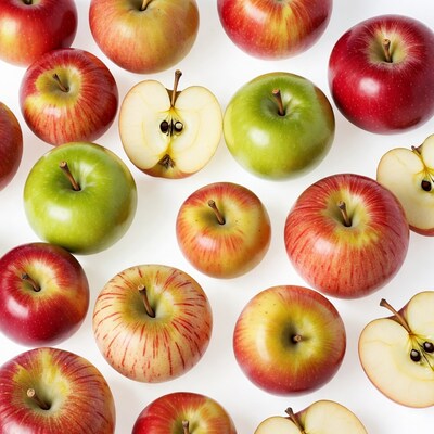 Assortment of red green sliced apples