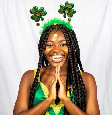 Black woman in shamrock St. Patricks headband