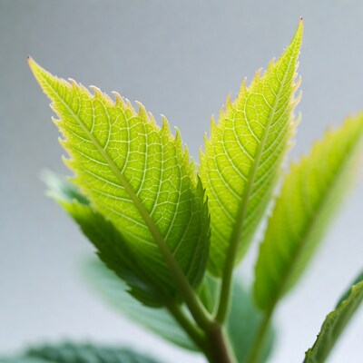 Fresh serrated green leaves
