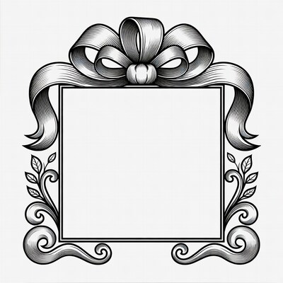 Ornate Ribbon Bow Frame Illustration