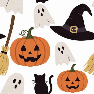Halloween clipart ghosts pumpkins witch hat