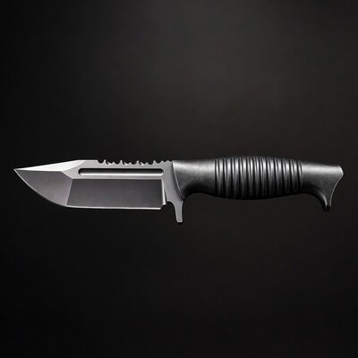 Tactical Combat Knife on Black Background