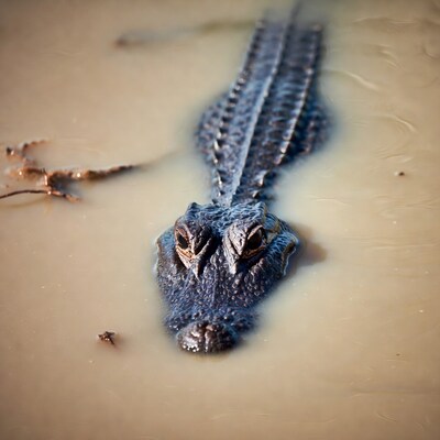 Alligator in muddy water