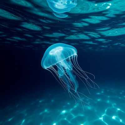 Glowing Jellyfish Underwater
