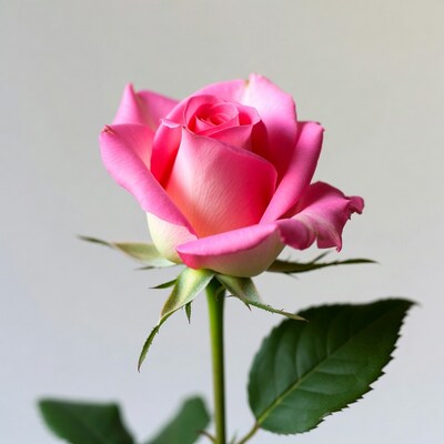 Pink Rose on Stem