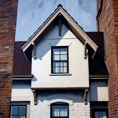 White House on Brick Wall Mural