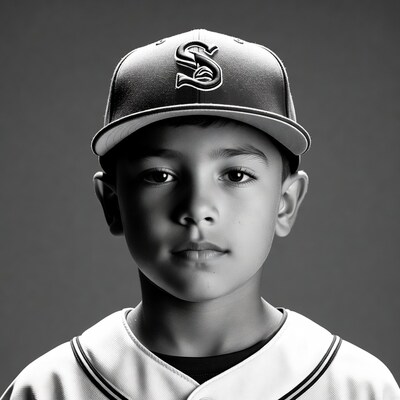 Boy in White Sox baseball uniform