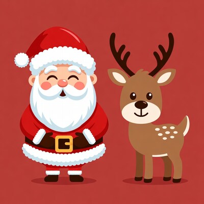 Smiling Santa with Reindeer
