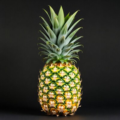 Fresh Pineapple on Black Background