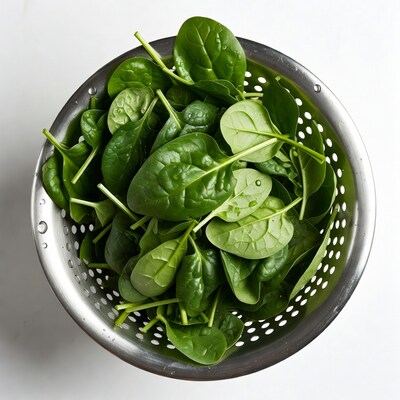Fresh Spinach in Colander