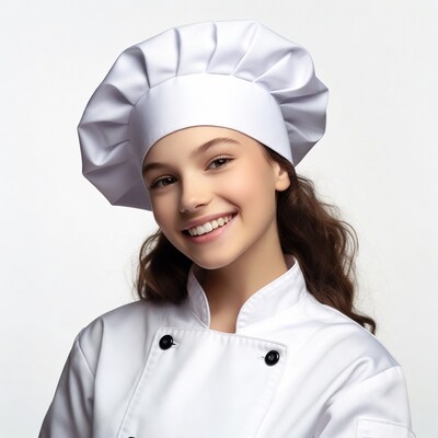 Smiling girl in chef uniform