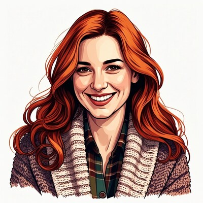 Smiling woman with red hair illustration