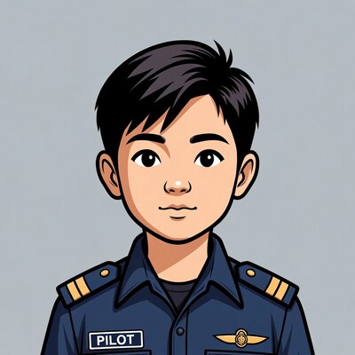 Asian boy pilot illustration
