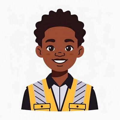 Smiling African-American boy in safety vest