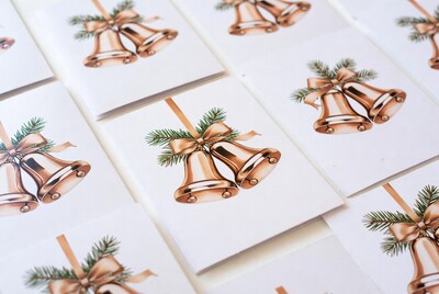 Christmas Bells on White Cards
