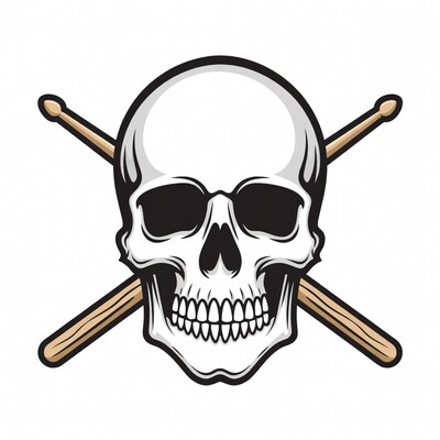 Skull with Crossed Drumsticks