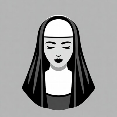 Nun illustration with closed eyes