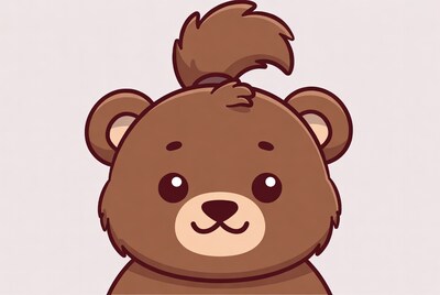 Cute cartoon bear with ponytail