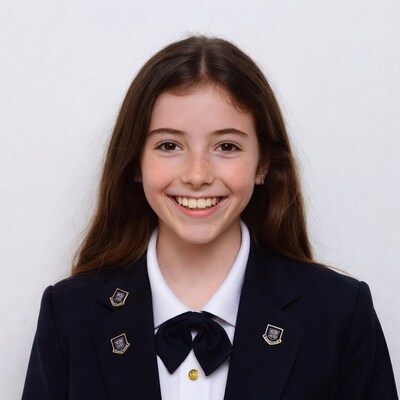 Smiling girl in school uniform