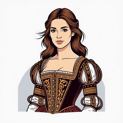 Woman in Renaissance gown illustration