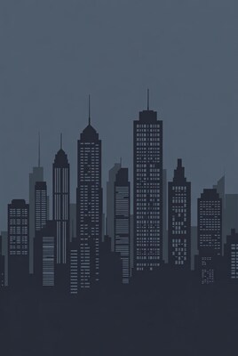 Dark Silhouette City Skyline