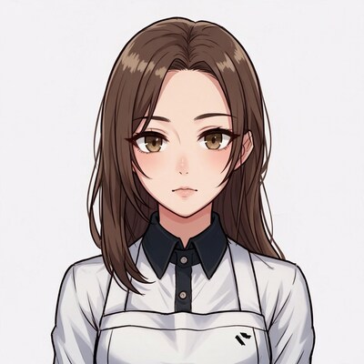 Anime girl in white apron