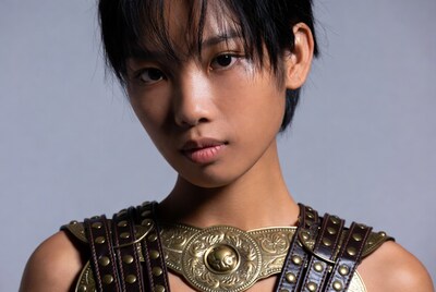 Asian woman in bronze leather armor
