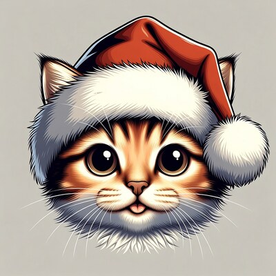 Cute Kitten Wearing Santa Hat