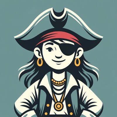 Cartoon pirate girl smiling