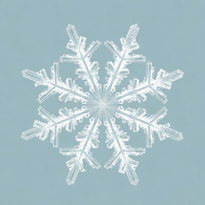 White snowflake on blue background