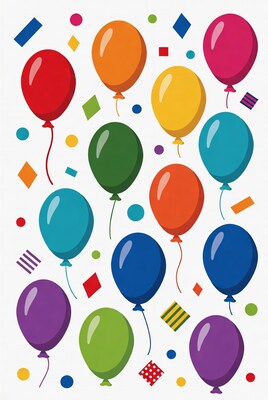 Colorful Balloons and Shapes Illustration