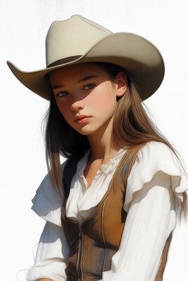 Girl in cowboy hat and vest