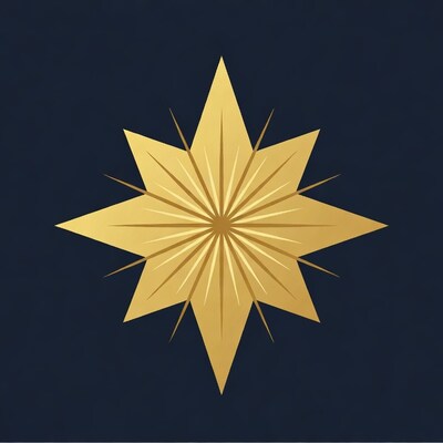 Golden Star on Dark Blue Background