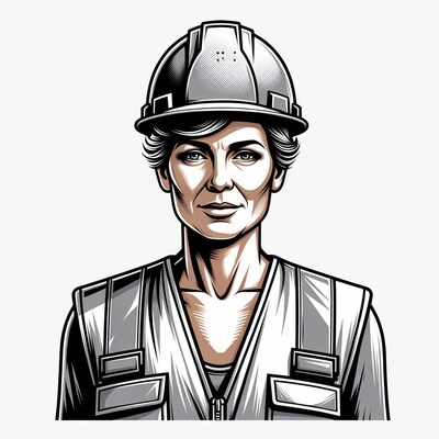 Female construction worker in hard hat