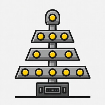 Gray Light Tower with Yellow Lights
