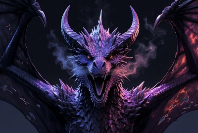Roaring Purple Dragon Head