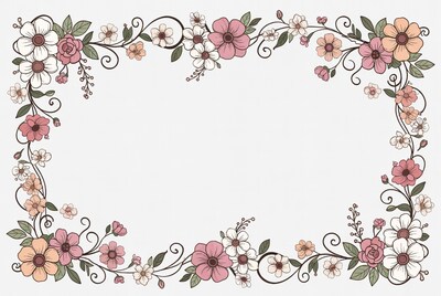 Pink floral wreath illustration
