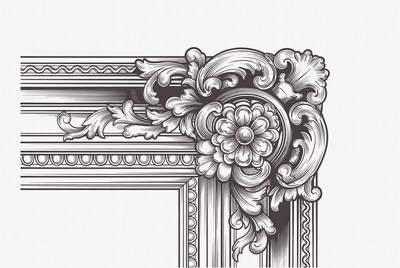 Ornate Picture Frame Corner Illustration