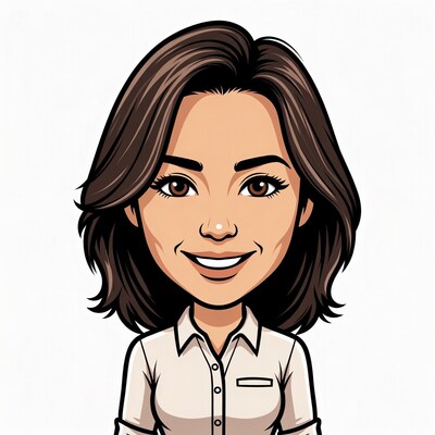 Smiling Asian woman cartoon portrait