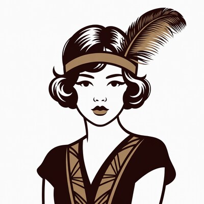 Asian flapper girl with feather headdress