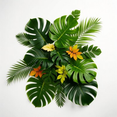 Tropical Leaves on White Background