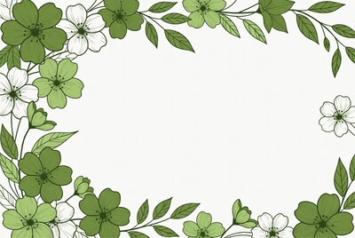 Green and White Flower Border Illustration