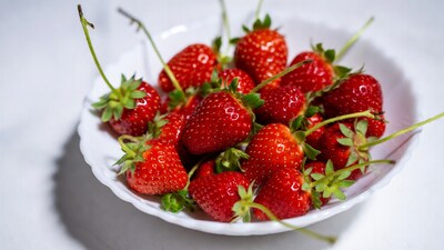Fresh Strawberries in White Bowl