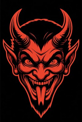 Red Devil Face Illustration