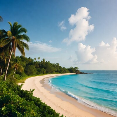 Tropical beach with palm trees