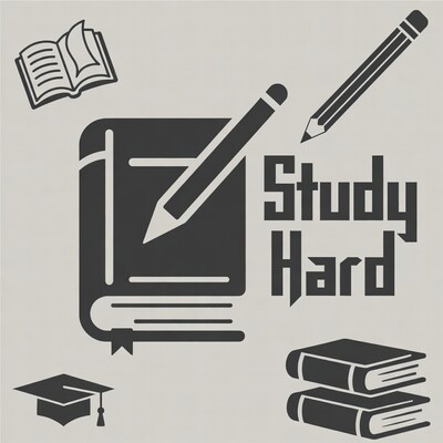 Study Hard Illustration with Books and Pencil
