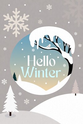 Hello Winter Snowy Landscape Illustration