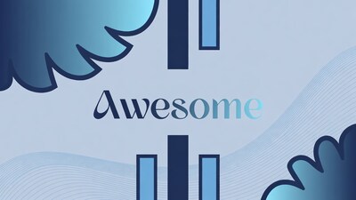 Awesome Text Blue Abstract Background