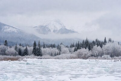 Snowy Mountains with Frozen Lake